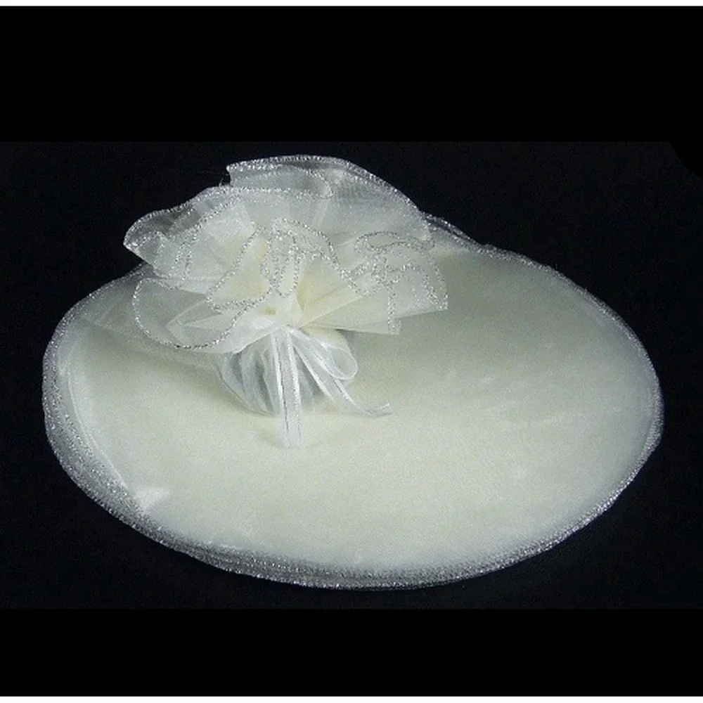 24 TULLE WRAPPERS White Organza W/ Silver Edge CIRCLES 9
